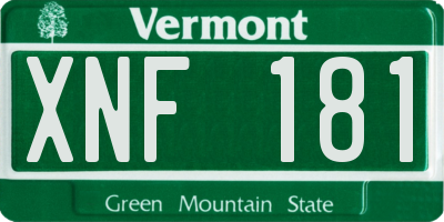 VT license plate XNF181