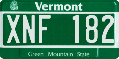 VT license plate XNF182