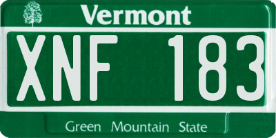 VT license plate XNF183