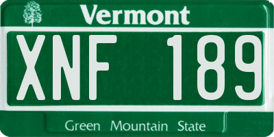 VT license plate XNF189