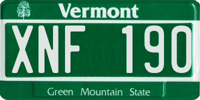 VT license plate XNF190