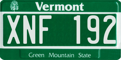 VT license plate XNF192