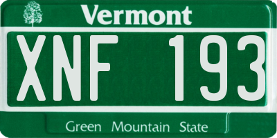 VT license plate XNF193
