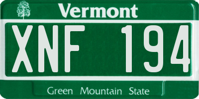 VT license plate XNF194