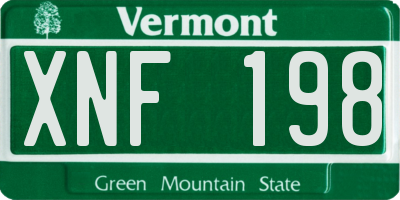VT license plate XNF198