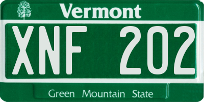 VT license plate XNF202