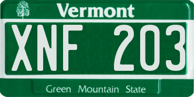 VT license plate XNF203