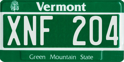 VT license plate XNF204