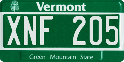 VT license plate XNF205