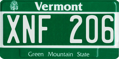 VT license plate XNF206