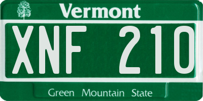 VT license plate XNF210