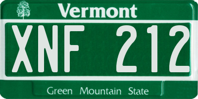 VT license plate XNF212