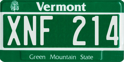 VT license plate XNF214