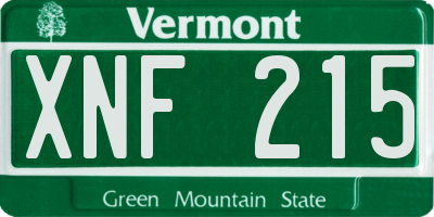 VT license plate XNF215