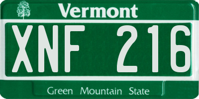 VT license plate XNF216