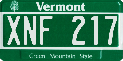 VT license plate XNF217