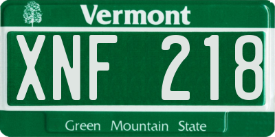 VT license plate XNF218