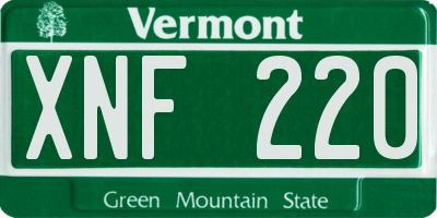 VT license plate XNF220