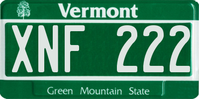 VT license plate XNF222