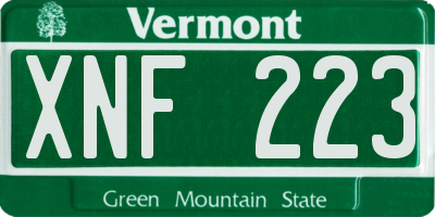 VT license plate XNF223