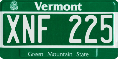 VT license plate XNF225