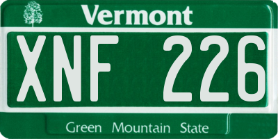 VT license plate XNF226