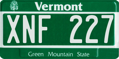 VT license plate XNF227