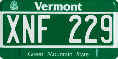VT license plate XNF229