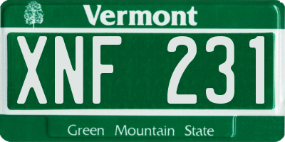 VT license plate XNF231