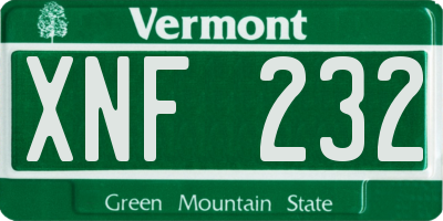VT license plate XNF232