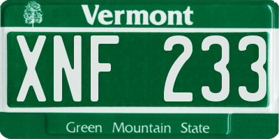 VT license plate XNF233