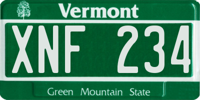 VT license plate XNF234