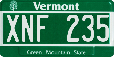 VT license plate XNF235