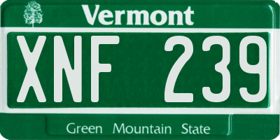 VT license plate XNF239