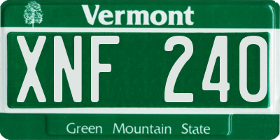 VT license plate XNF240