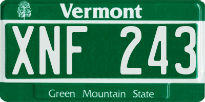 VT license plate XNF243