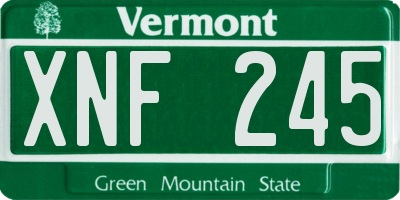 VT license plate XNF245
