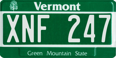 VT license plate XNF247