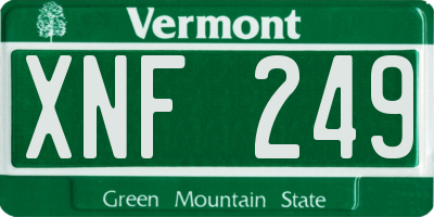 VT license plate XNF249
