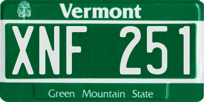VT license plate XNF251