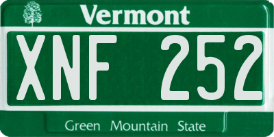 VT license plate XNF252