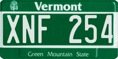 VT license plate XNF254