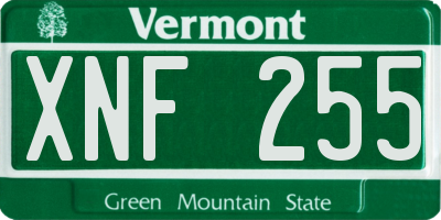 VT license plate XNF255