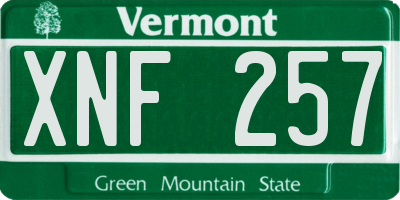 VT license plate XNF257