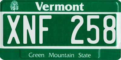 VT license plate XNF258