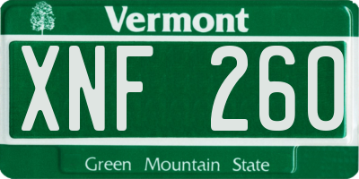 VT license plate XNF260