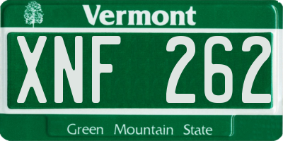 VT license plate XNF262