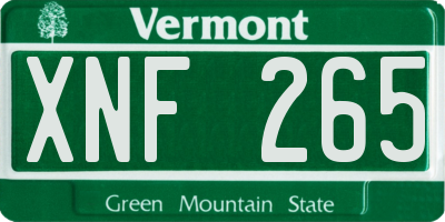 VT license plate XNF265