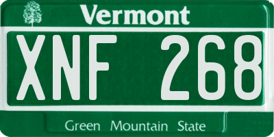 VT license plate XNF268