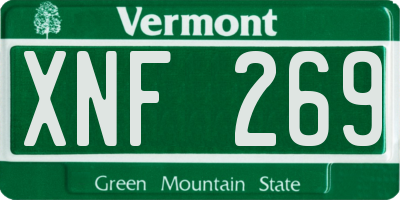 VT license plate XNF269
